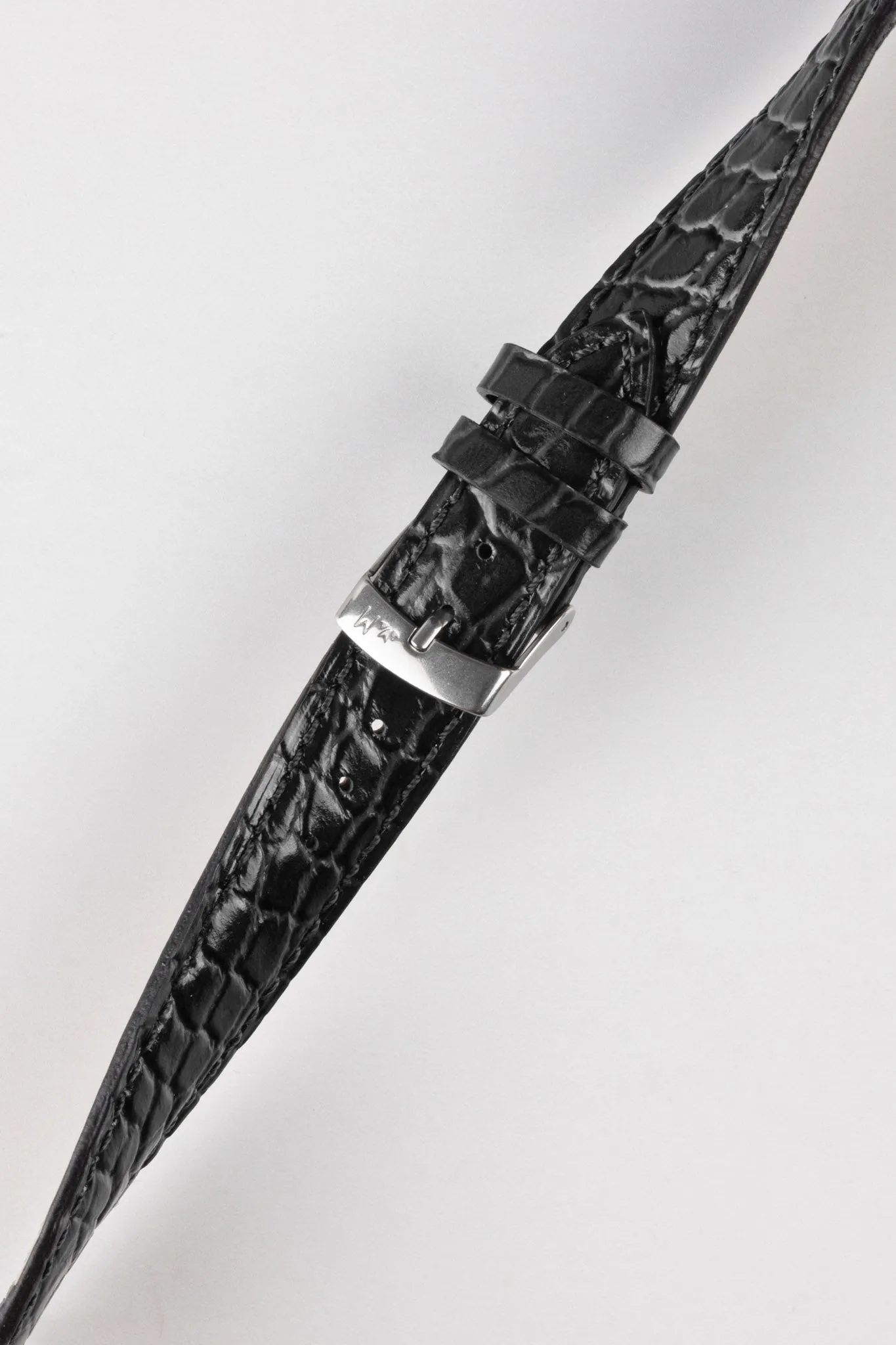 Morellato LIVERPOOL Crocodile-Embossed Calfskin Leather Performance Watch Strap in BLACK