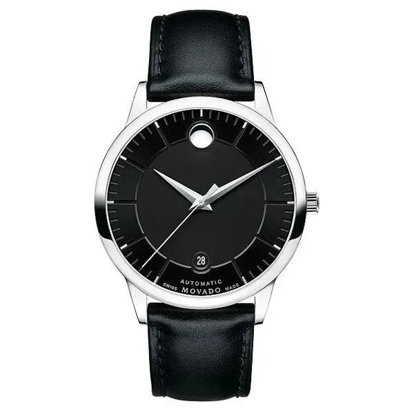 Movado 1881 Black Leather Black Dial Automatic Watch for Gents - 606873