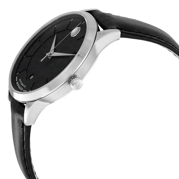 Movado 1881 Black Leather Black Dial Automatic Watch for Gents - 606873