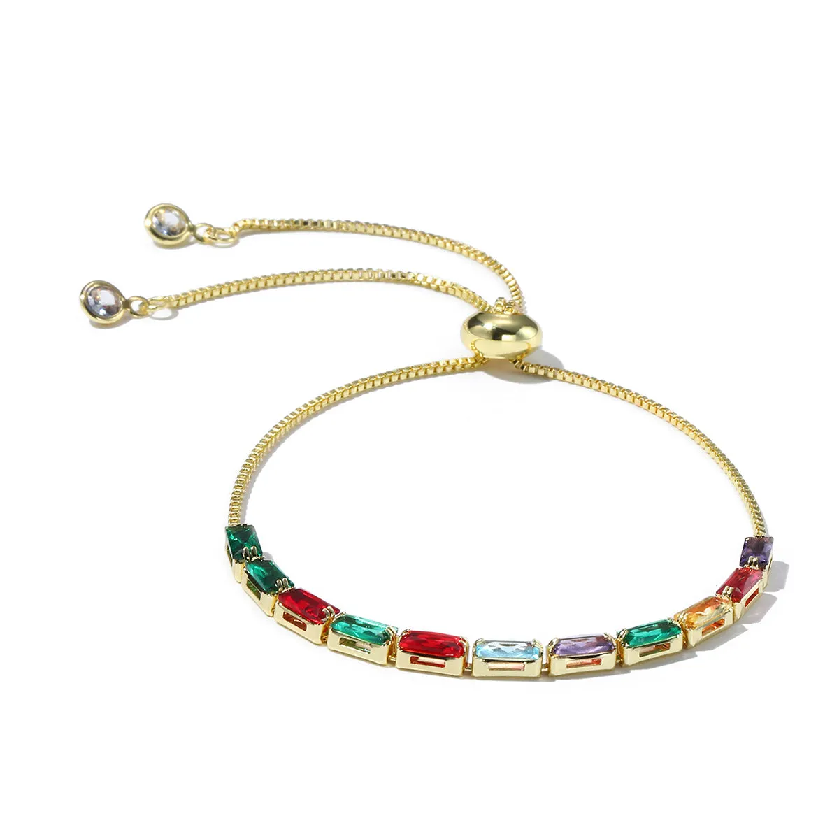 Multicolor Crystal & 18K Gold-Plated Rectangle Adjustable Bracelet