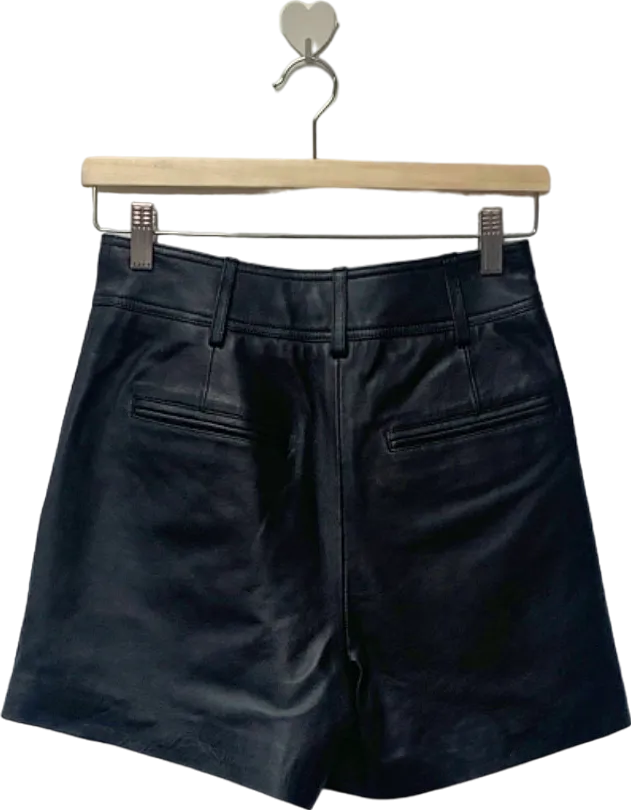 Nasty Gal Black Real Leather Pleat Front Short UK 4