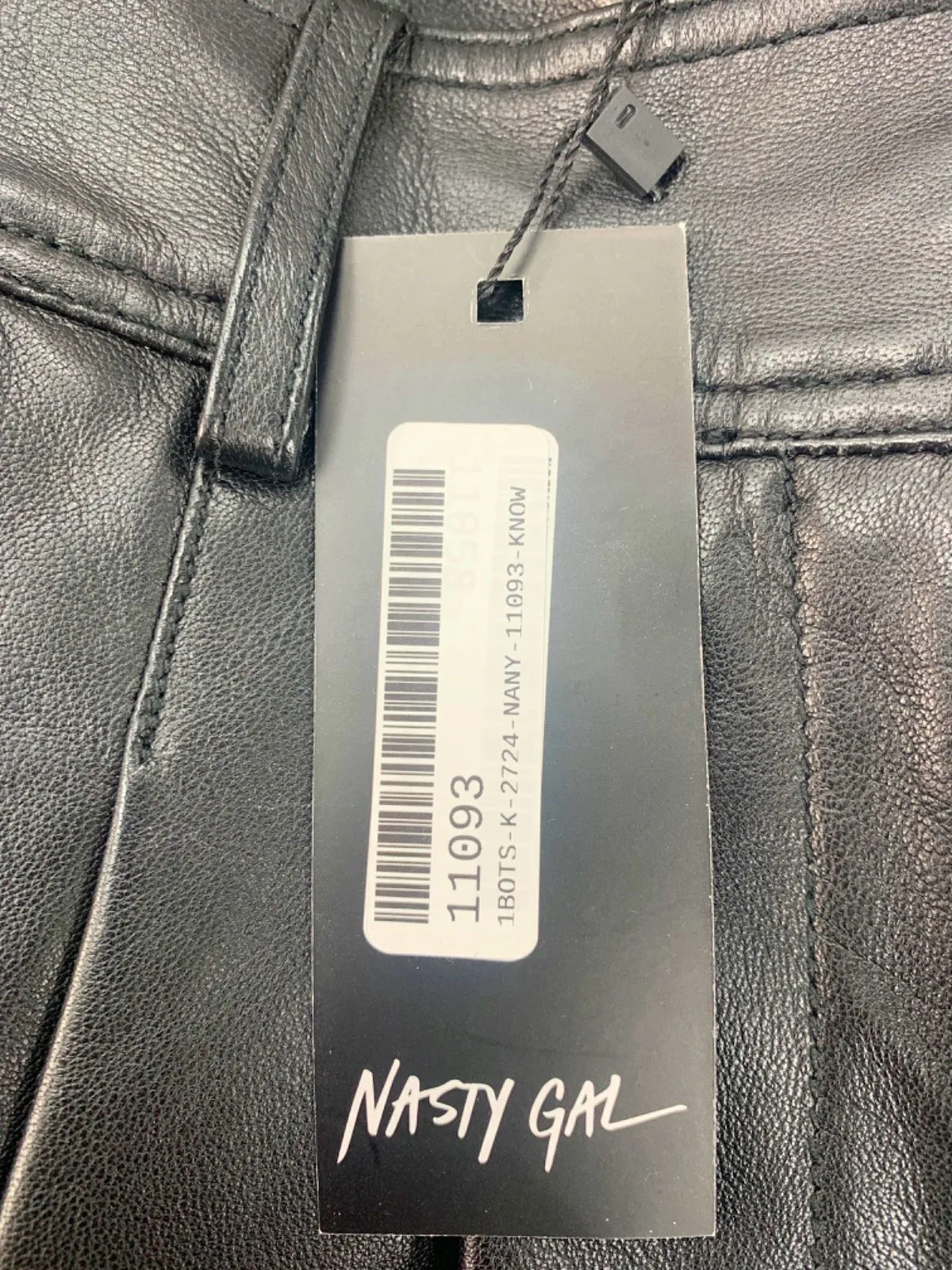 Nasty Gal Black Real Leather Pleat Front Short UK 4