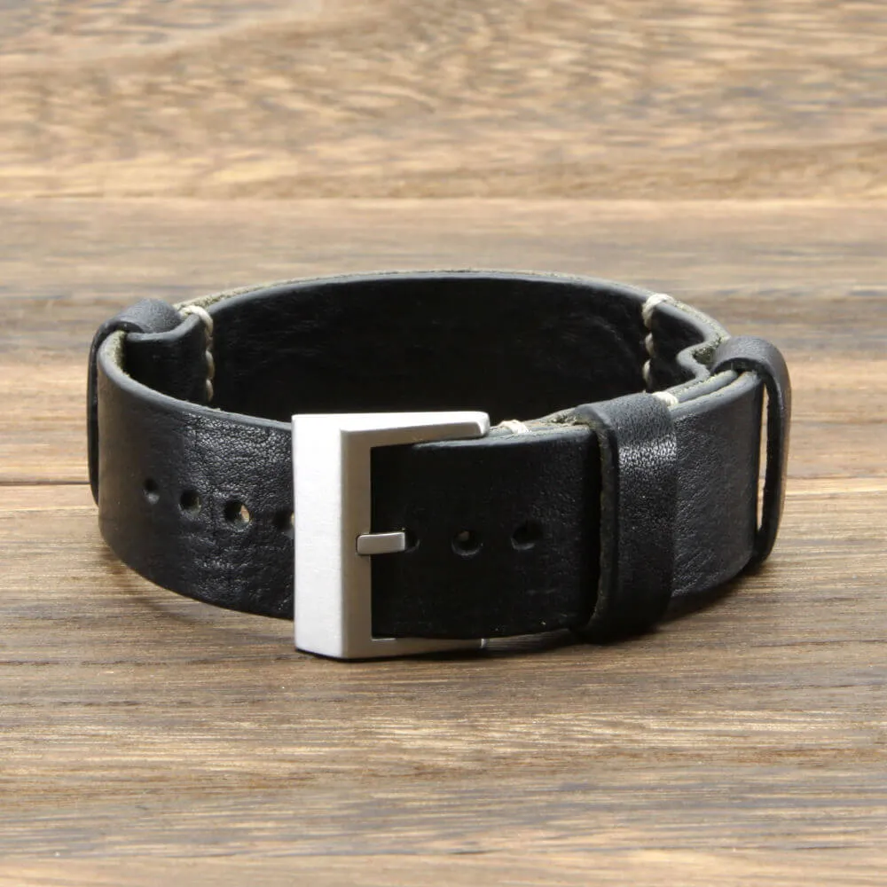 NAT2 Leather Watch Strap, Vintage NERO (Black)