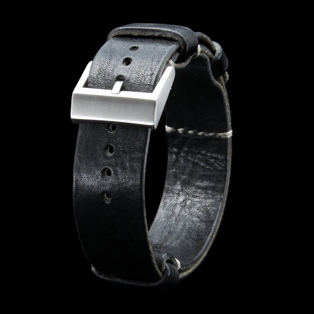 NAT2 Leather Watch Strap, Vintage NERO (Black)