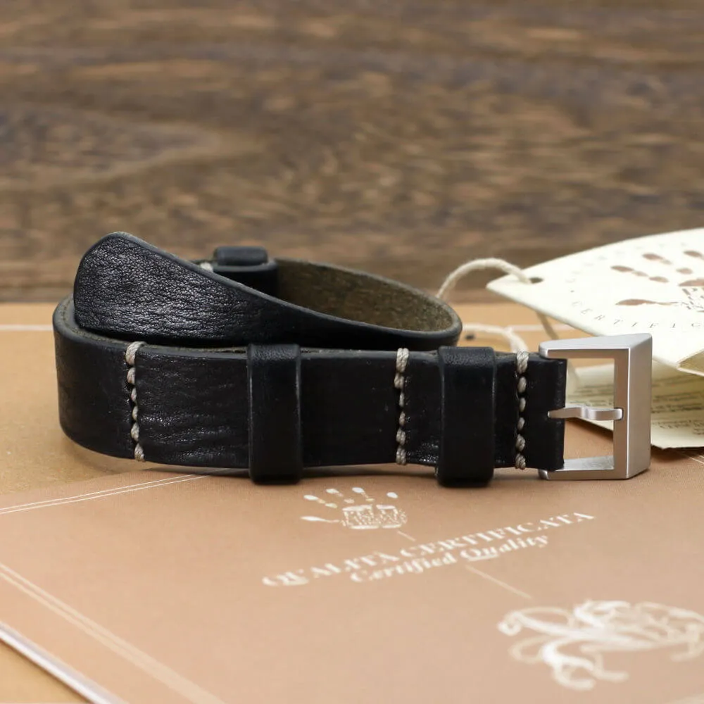 NAT2 Leather Watch Strap, Vintage NERO (Black)