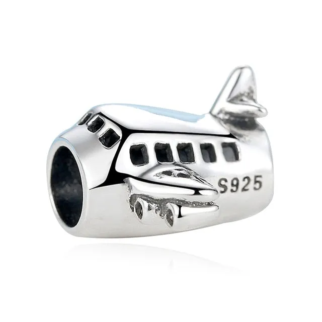 New 925 Sterling Silver Charm Bead Plane Travel Camera Eiffel Tower Beads Fit Original Pandora Bracelet charm DIY Jewelry Gift