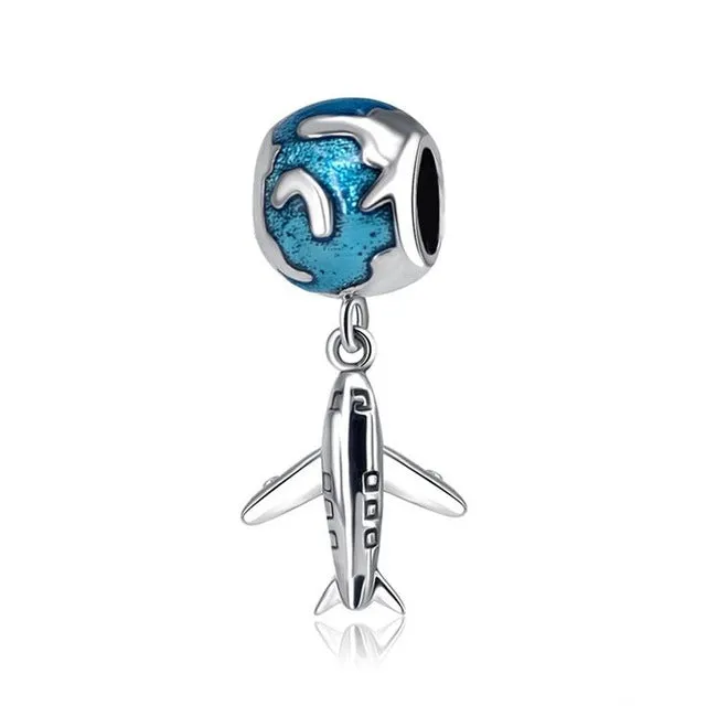 New 925 Sterling Silver Charm Bead Plane Travel Camera Eiffel Tower Beads Fit Original Pandora Bracelet charm DIY Jewelry Gift