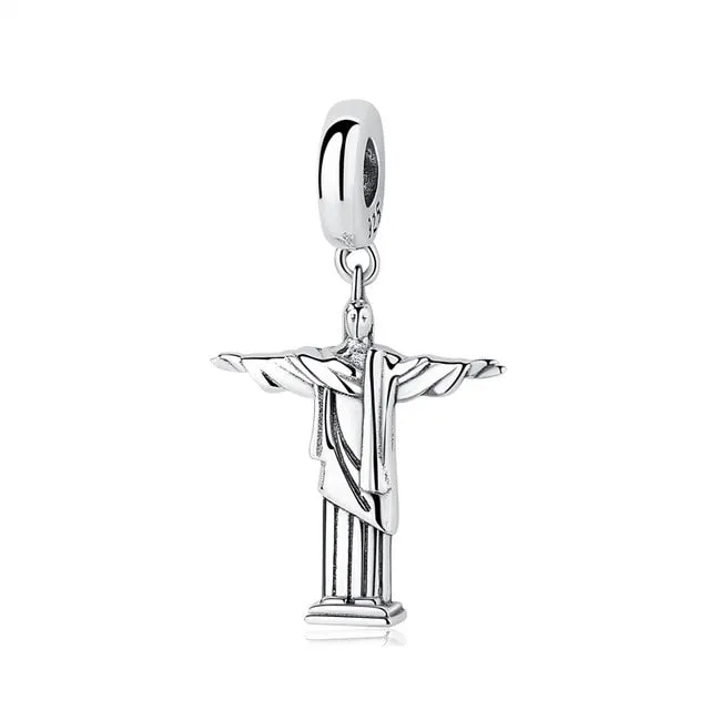 New 925 Sterling Silver Charm Bead Plane Travel Camera Eiffel Tower Beads Fit Original Pandora Bracelet charm DIY Jewelry Gift