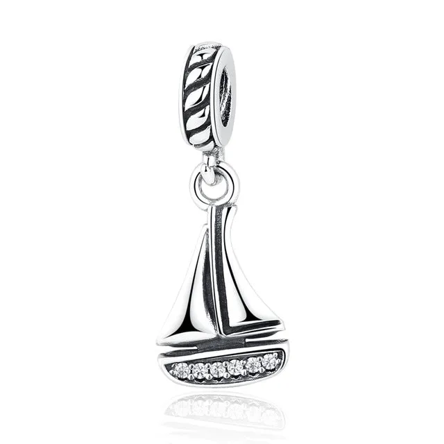 New 925 Sterling Silver Charm Bead Plane Travel Camera Eiffel Tower Beads Fit Original Pandora Bracelet charm DIY Jewelry Gift
