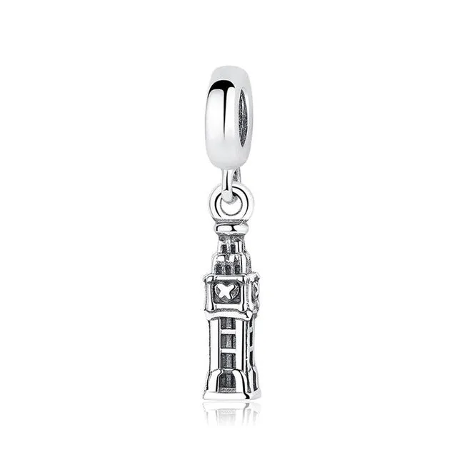 New 925 Sterling Silver Charm Bead Plane Travel Camera Eiffel Tower Beads Fit Original Pandora Bracelet charm DIY Jewelry Gift