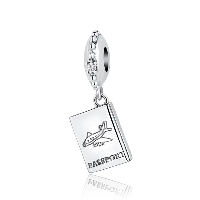 New 925 Sterling Silver Charm Bead Plane Travel Camera Eiffel Tower Beads Fit Original Pandora Bracelet charm DIY Jewelry Gift