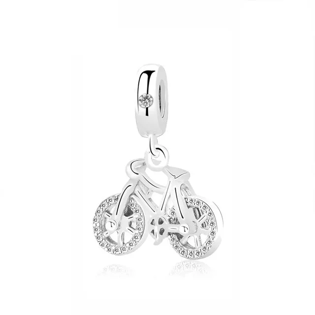 New 925 Sterling Silver Charm Bead Plane Travel Camera Eiffel Tower Beads Fit Original Pandora Bracelet charm DIY Jewelry Gift