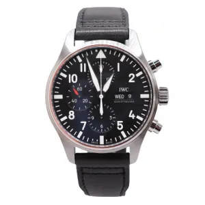 NEW! IWC Men's Pilot Stainless Steel 43mm Black Chronograph Dial Watch Ref# IW377709