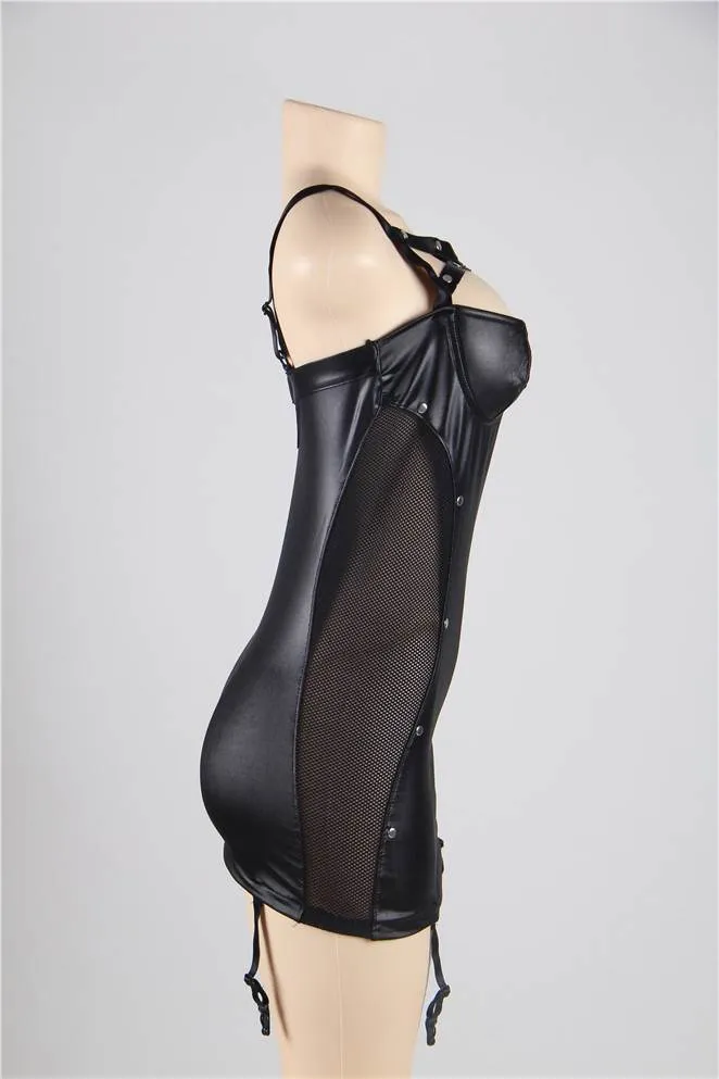 New Look Black Sexy Leather Dress