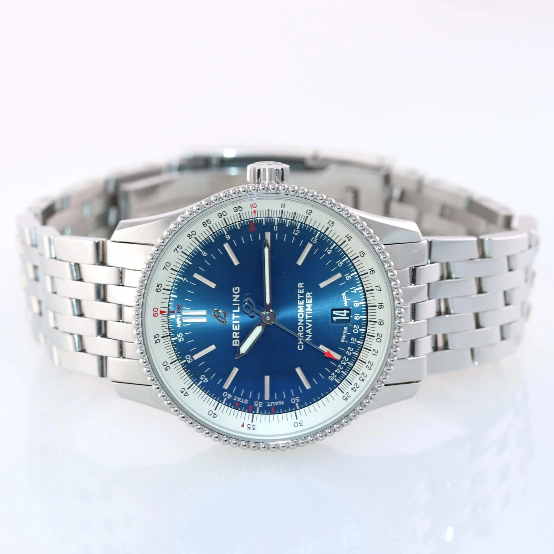 NEW UNWORN Breitling Navitimer 1 A17325 Steel 38mm Automatic Blue Date Watch