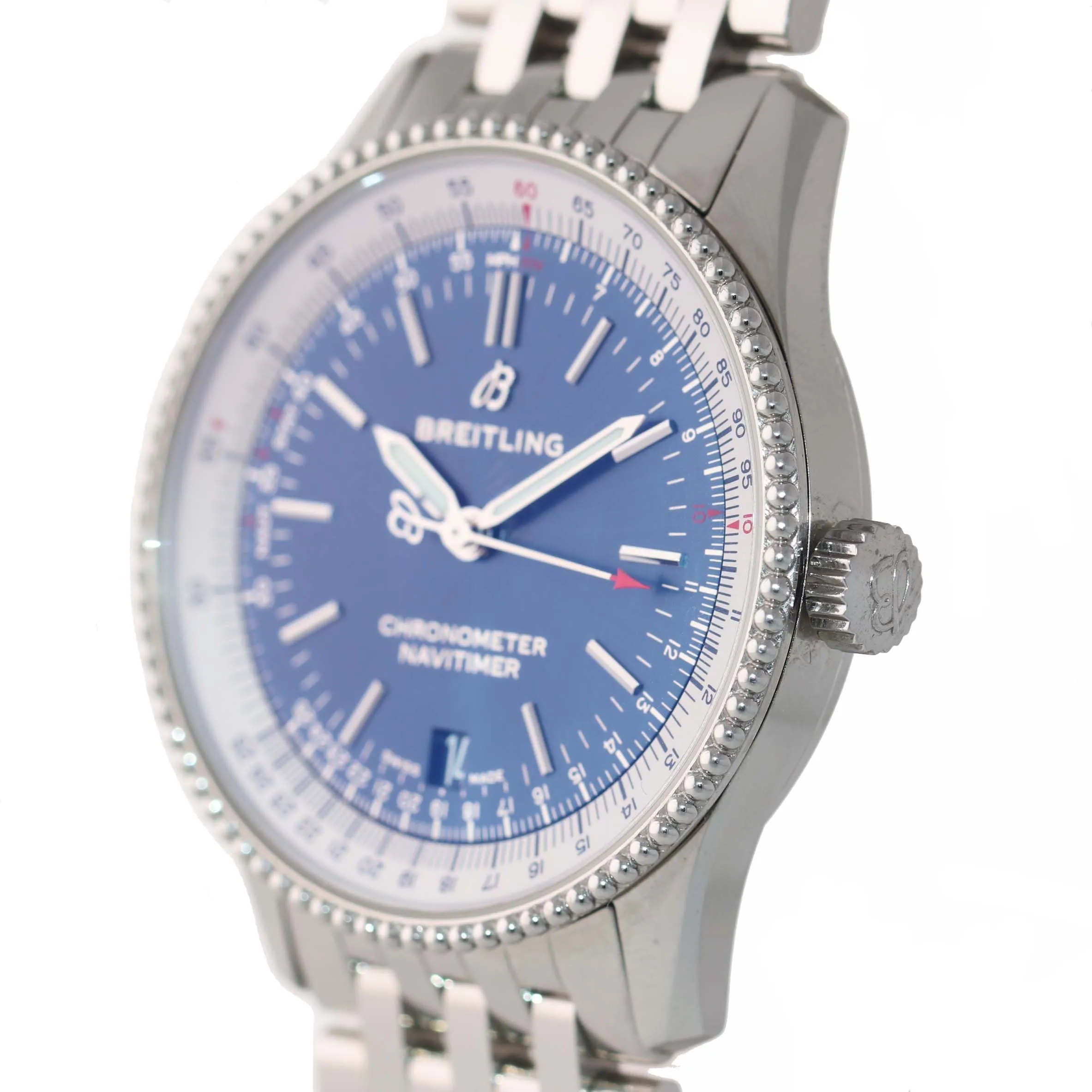 NEW UNWORN Breitling Navitimer 1 A17325 Steel 38mm Automatic Blue Date Watch