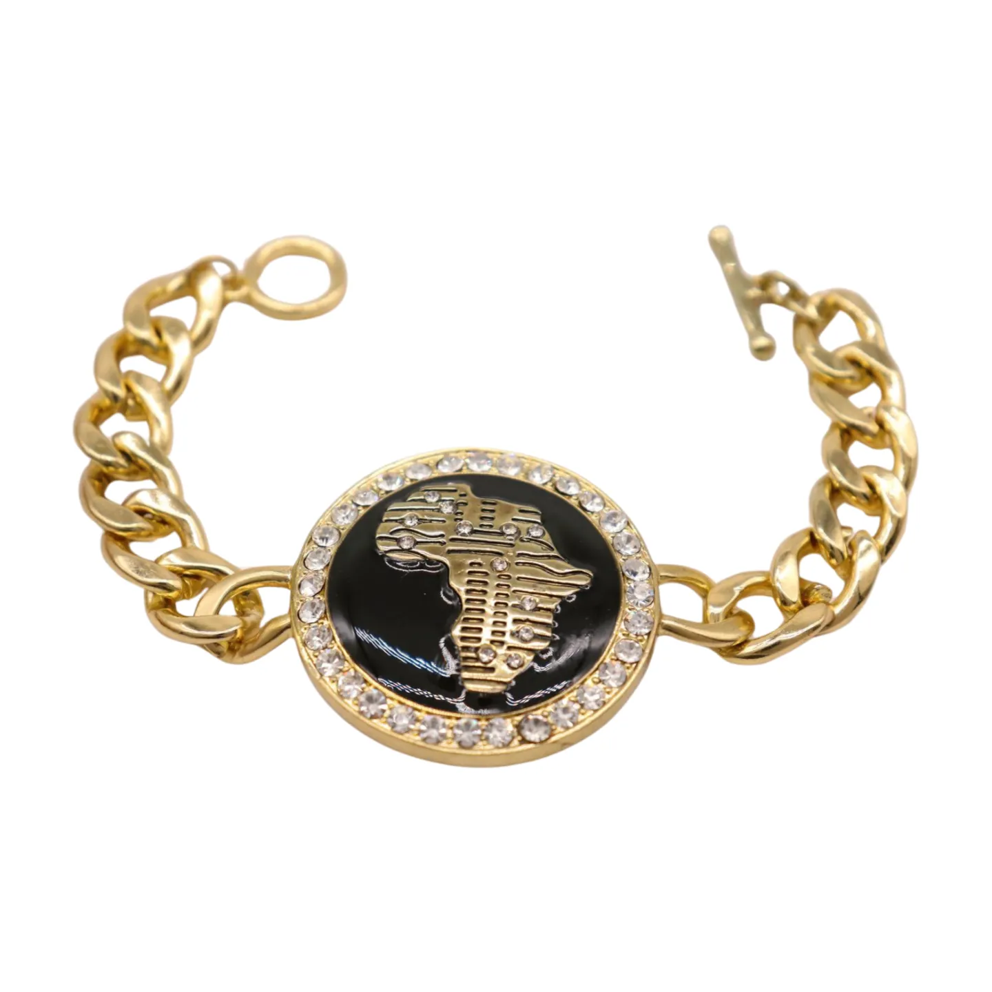 New Women Fashion Bracelet Gold Metal Chain Links Wrist Africa Continent Charm