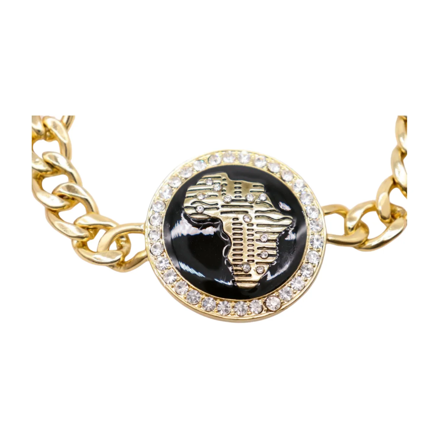 New Women Fashion Bracelet Gold Metal Chain Links Wrist Africa Continent Charm