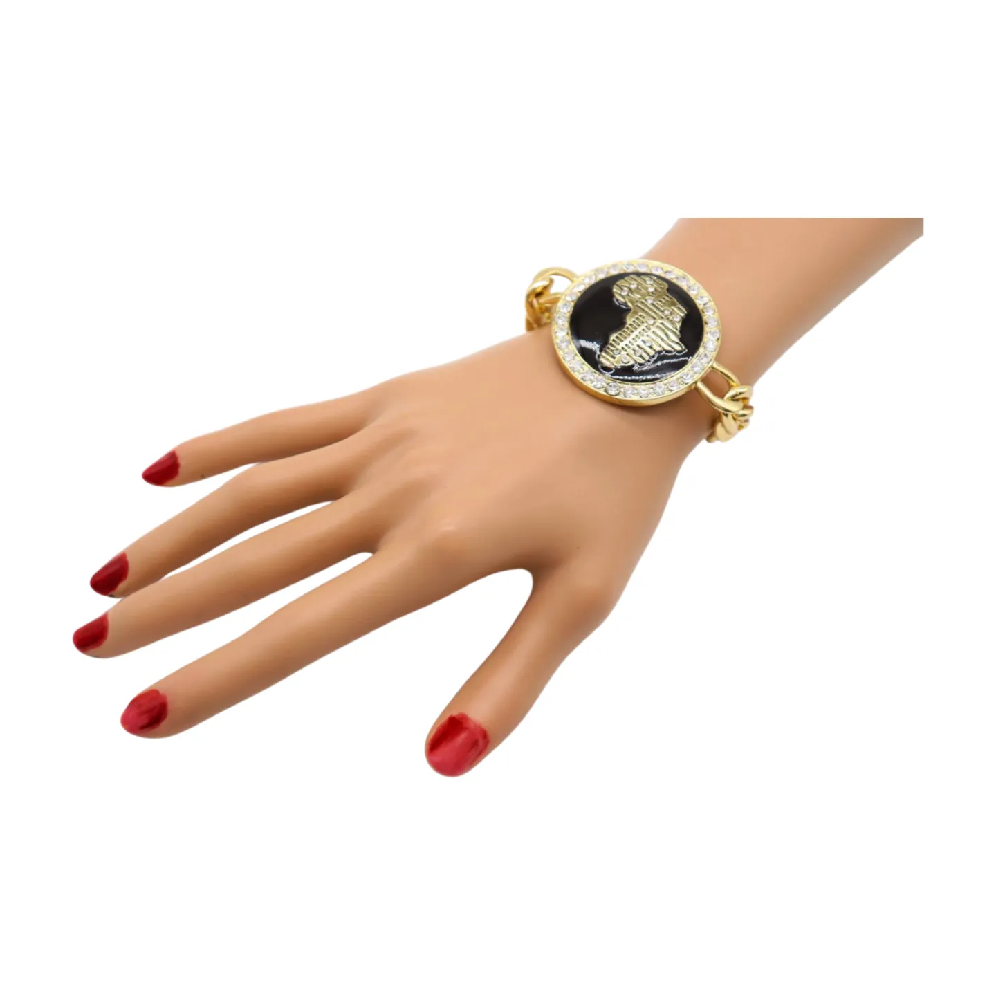 New Women Fashion Bracelet Gold Metal Chain Links Wrist Africa Continent Charm