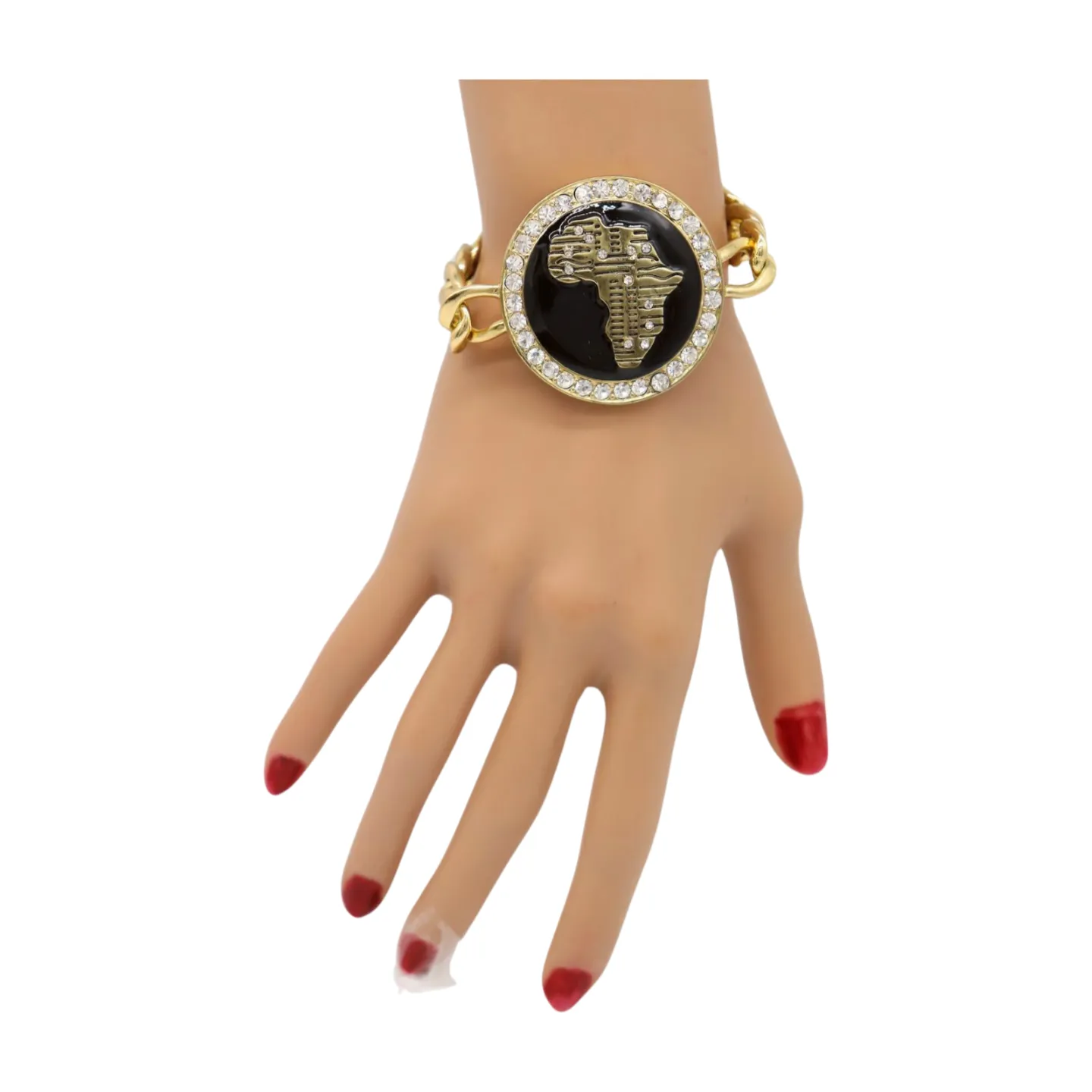 New Women Fashion Bracelet Gold Metal Chain Links Wrist Africa Continent Charm
