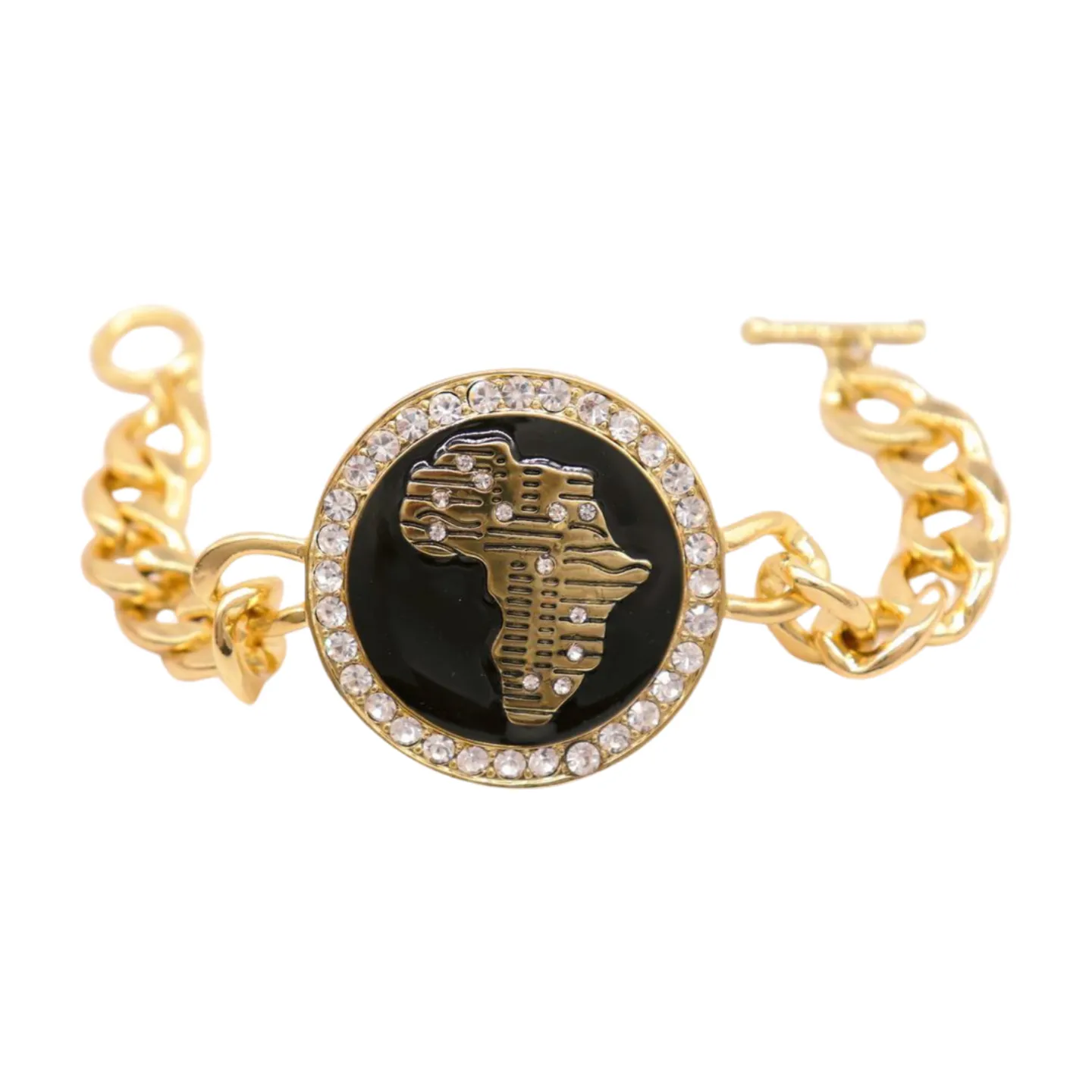 New Women Fashion Bracelet Gold Metal Chain Links Wrist Africa Continent Charm
