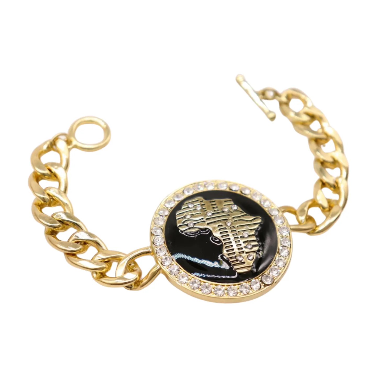 New Women Fashion Bracelet Gold Metal Chain Links Wrist Africa Continent Charm