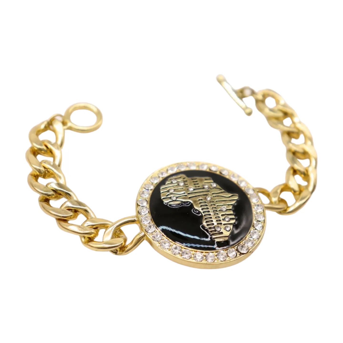 New Women Fashion Bracelet Gold Metal Chain Links Wrist Africa Continent Charm
