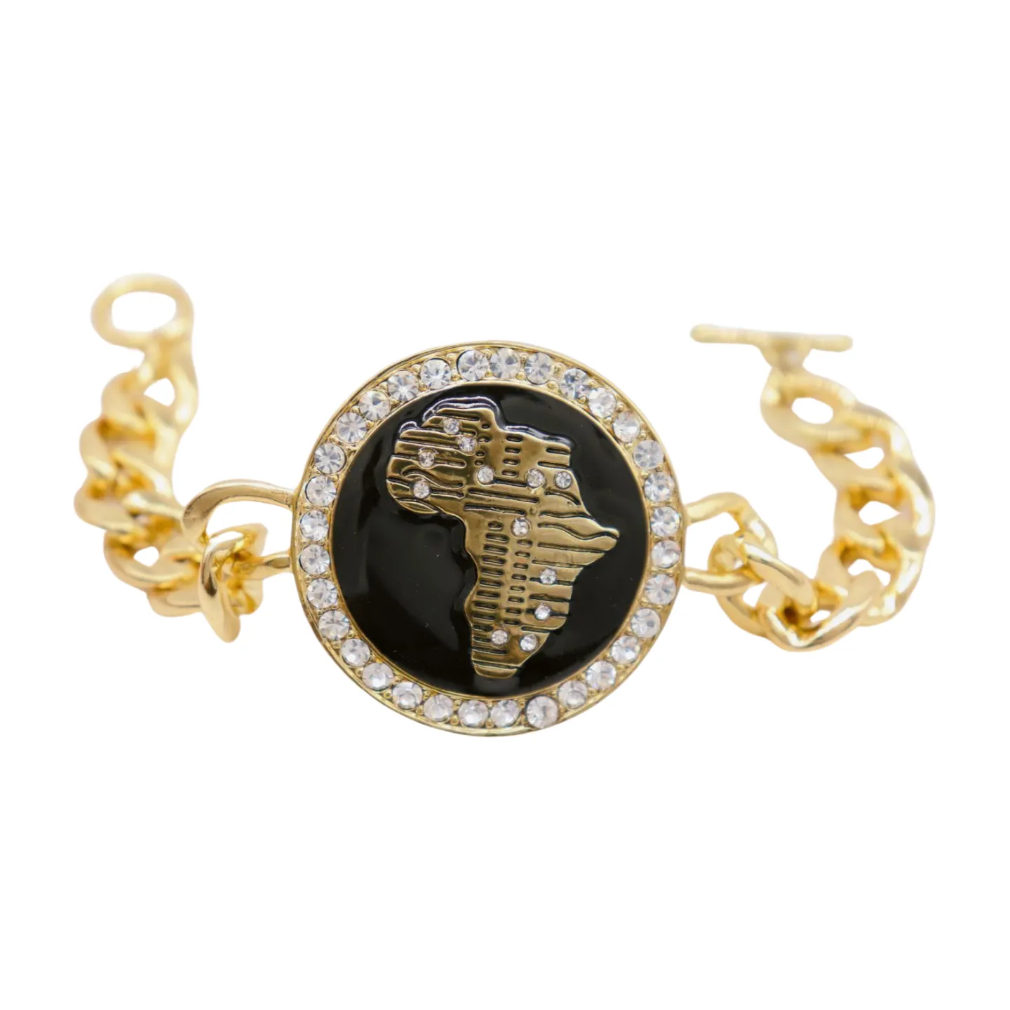 New Women Fashion Bracelet Gold Metal Chain Links Wrist Africa Continent Charm