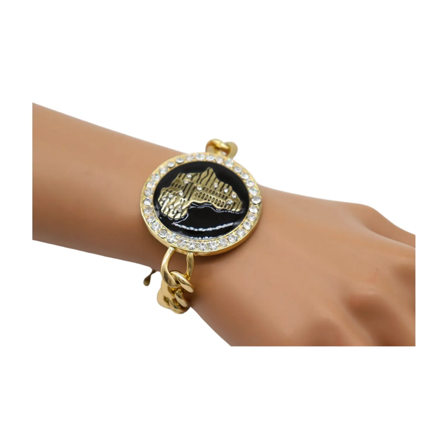 New Women Fashion Bracelet Gold Metal Chain Links Wrist Africa Continent Charm
