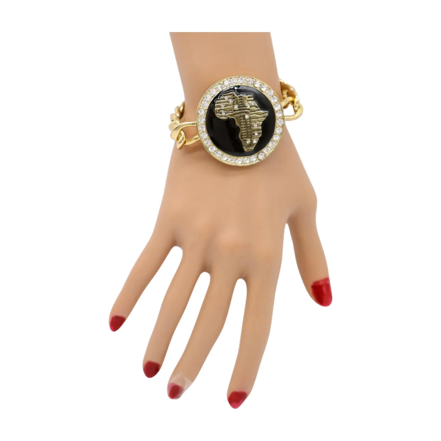 New Women Fashion Bracelet Gold Metal Chain Links Wrist Africa Continent Charm