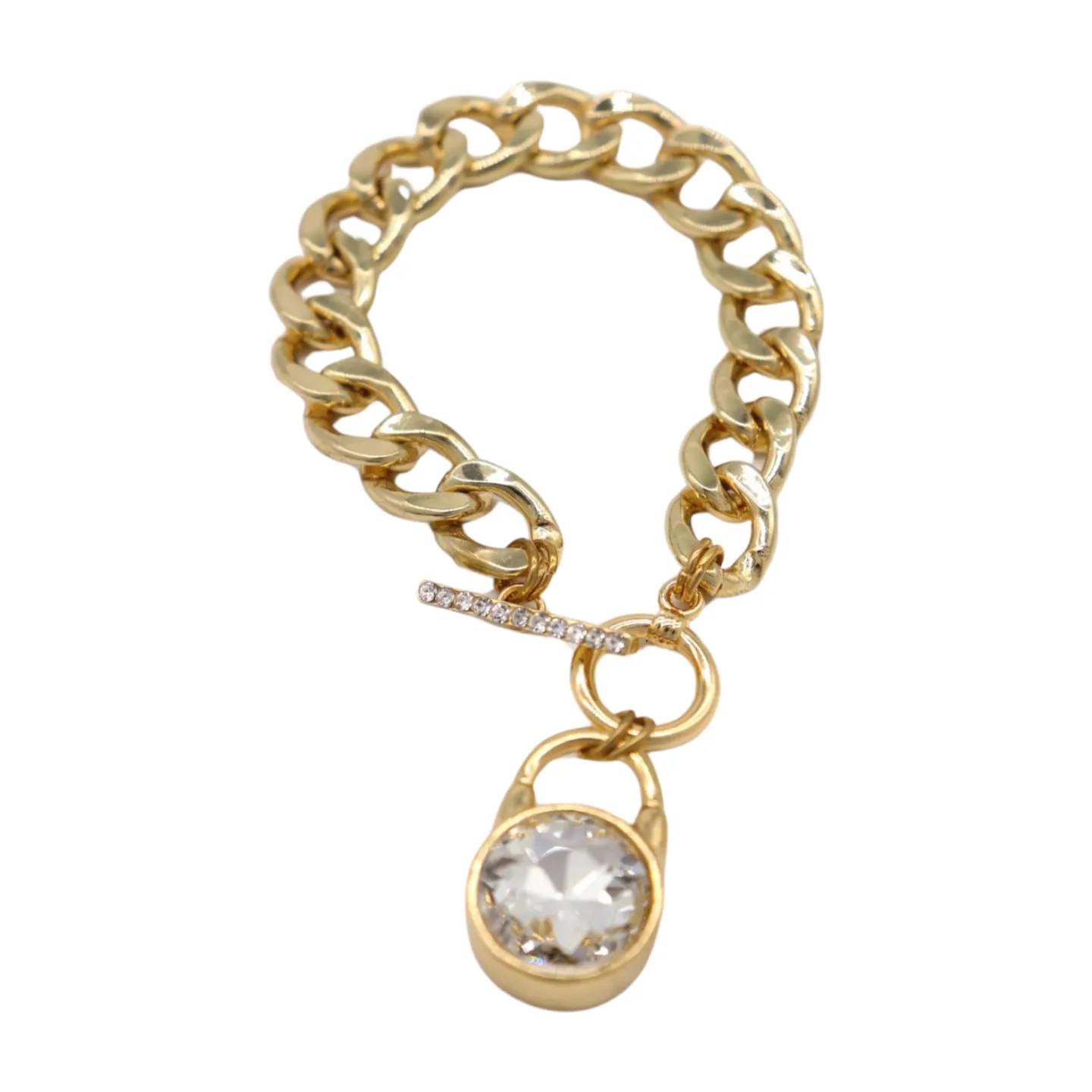 New Women Gold Metal Chain Bracelet Elegant Lock Charm Fashion Jewelry Accessory