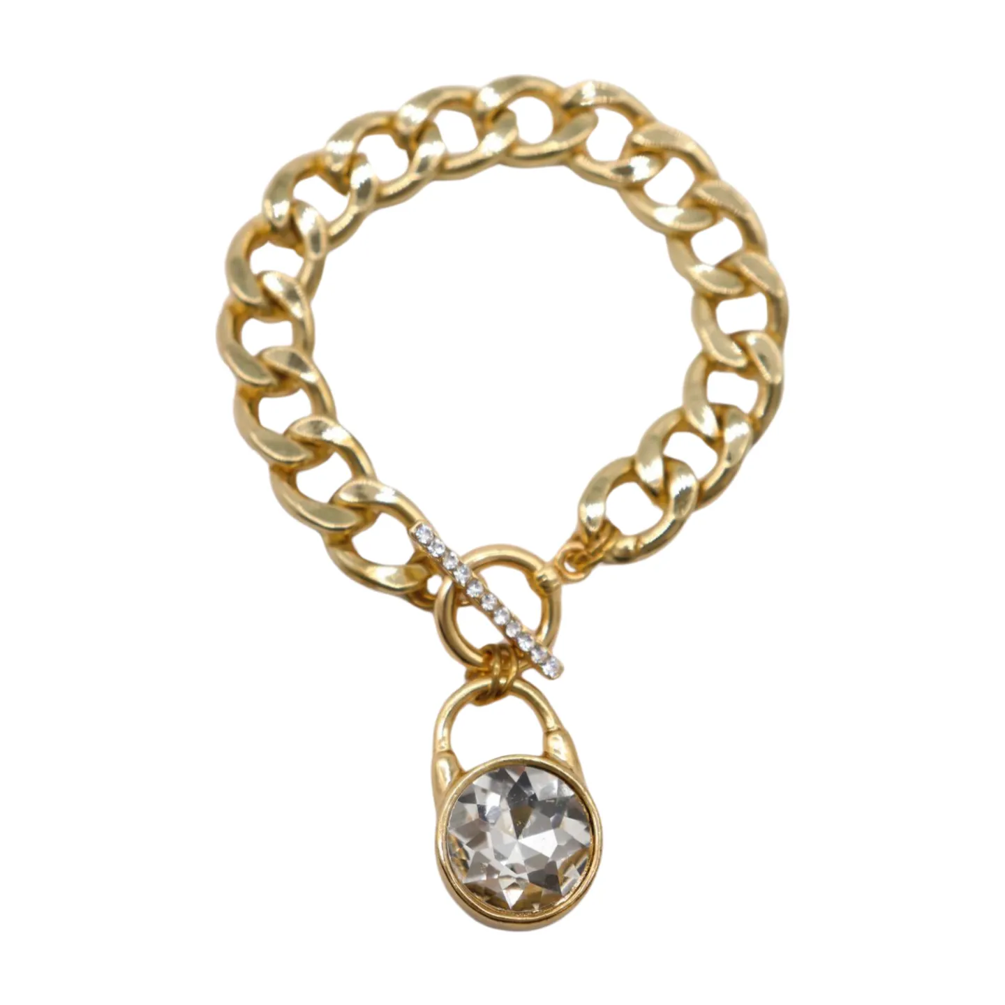New Women Gold Metal Chain Bracelet Elegant Lock Charm Fashion Jewelry Accessory