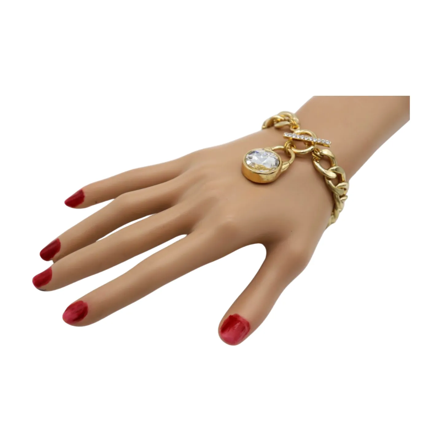 New Women Gold Metal Chain Bracelet Elegant Lock Charm Fashion Jewelry Accessory