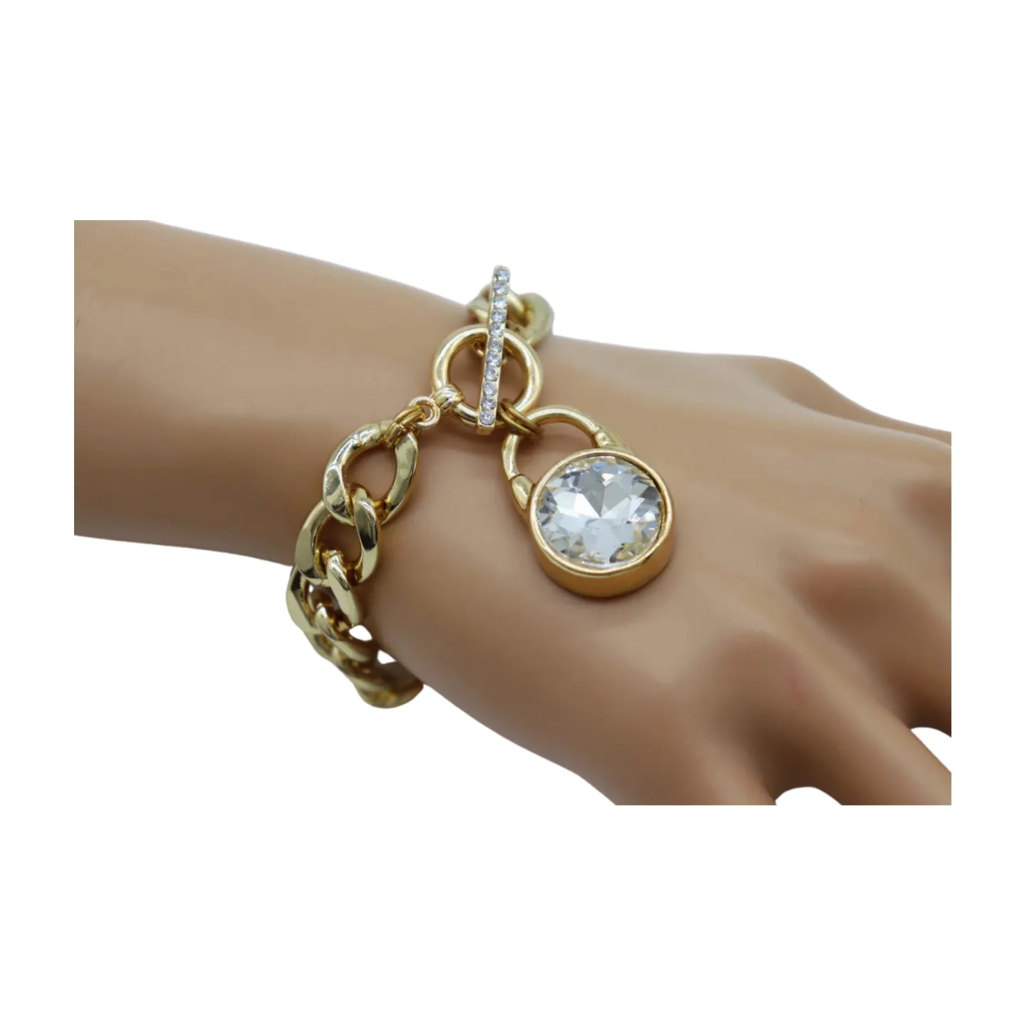 New Women Gold Metal Chain Bracelet Elegant Lock Charm Fashion Jewelry Accessory