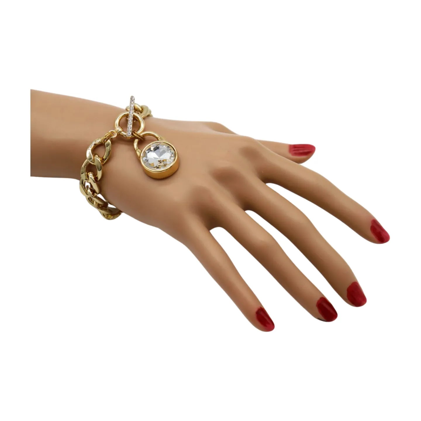 New Women Gold Metal Chain Bracelet Elegant Lock Charm Fashion Jewelry Accessory