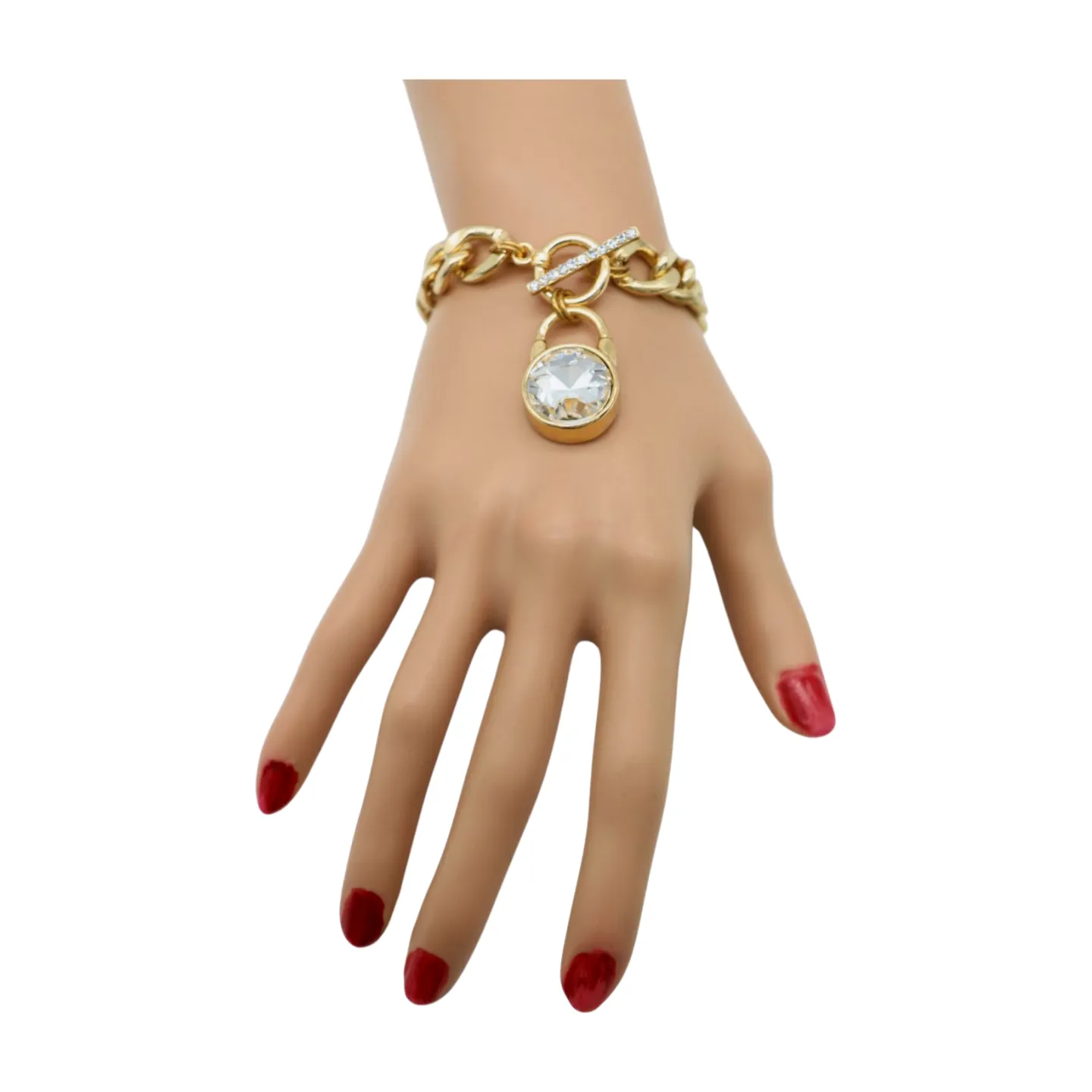 New Women Gold Metal Chain Bracelet Elegant Lock Charm Fashion Jewelry Accessory