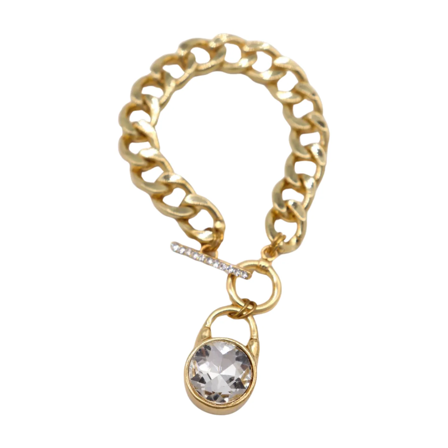 New Women Gold Metal Chain Bracelet Elegant Lock Charm Fashion Jewelry Accessory