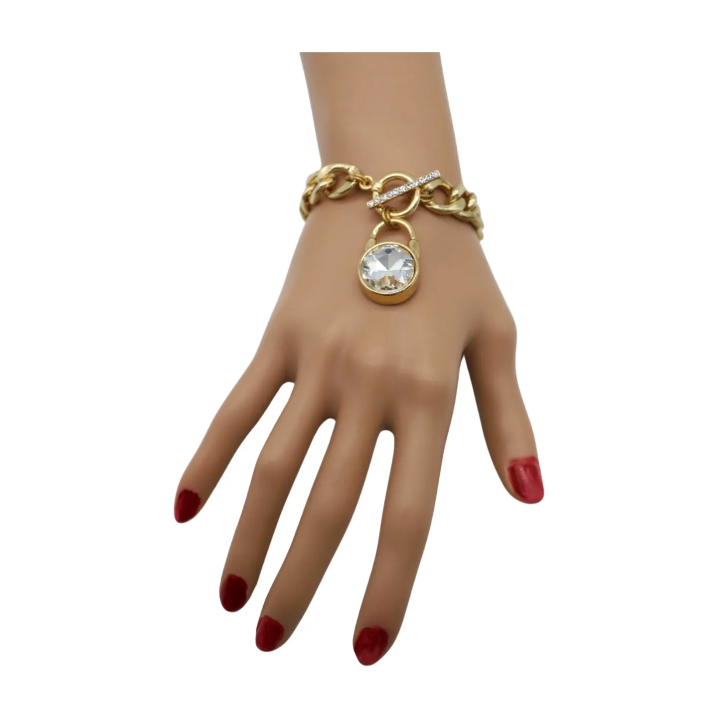 New Women Gold Metal Chain Bracelet Elegant Lock Charm Fashion Jewelry Accessory