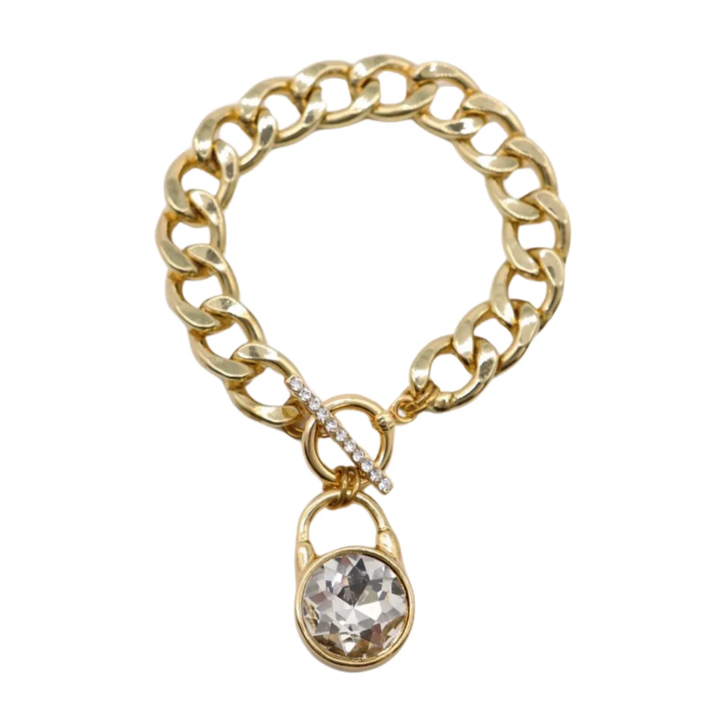 New Women Gold Metal Chain Bracelet Elegant Lock Charm Fashion Jewelry Accessory