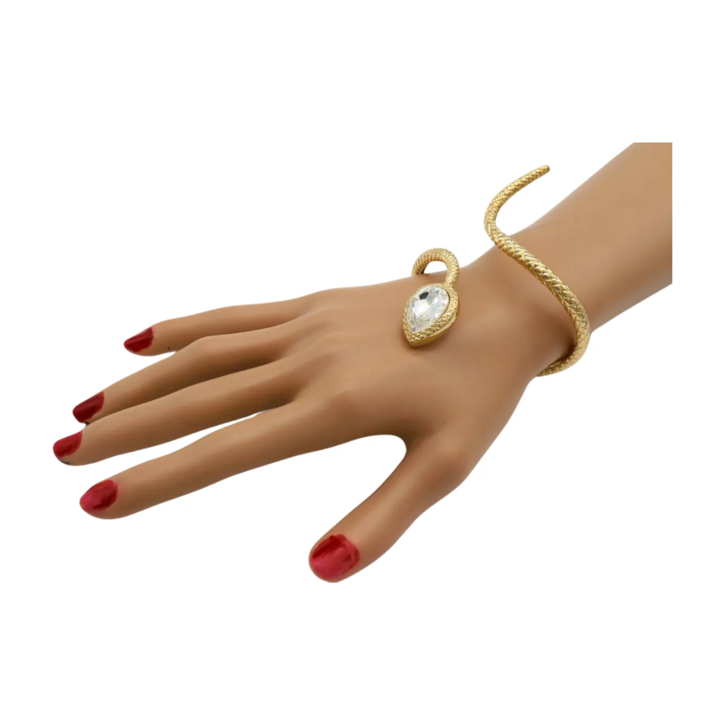 New Women Gold Metal Wrist Upper Arm Cuff Bracelet Wrap Around Snake Fashion Jewelry