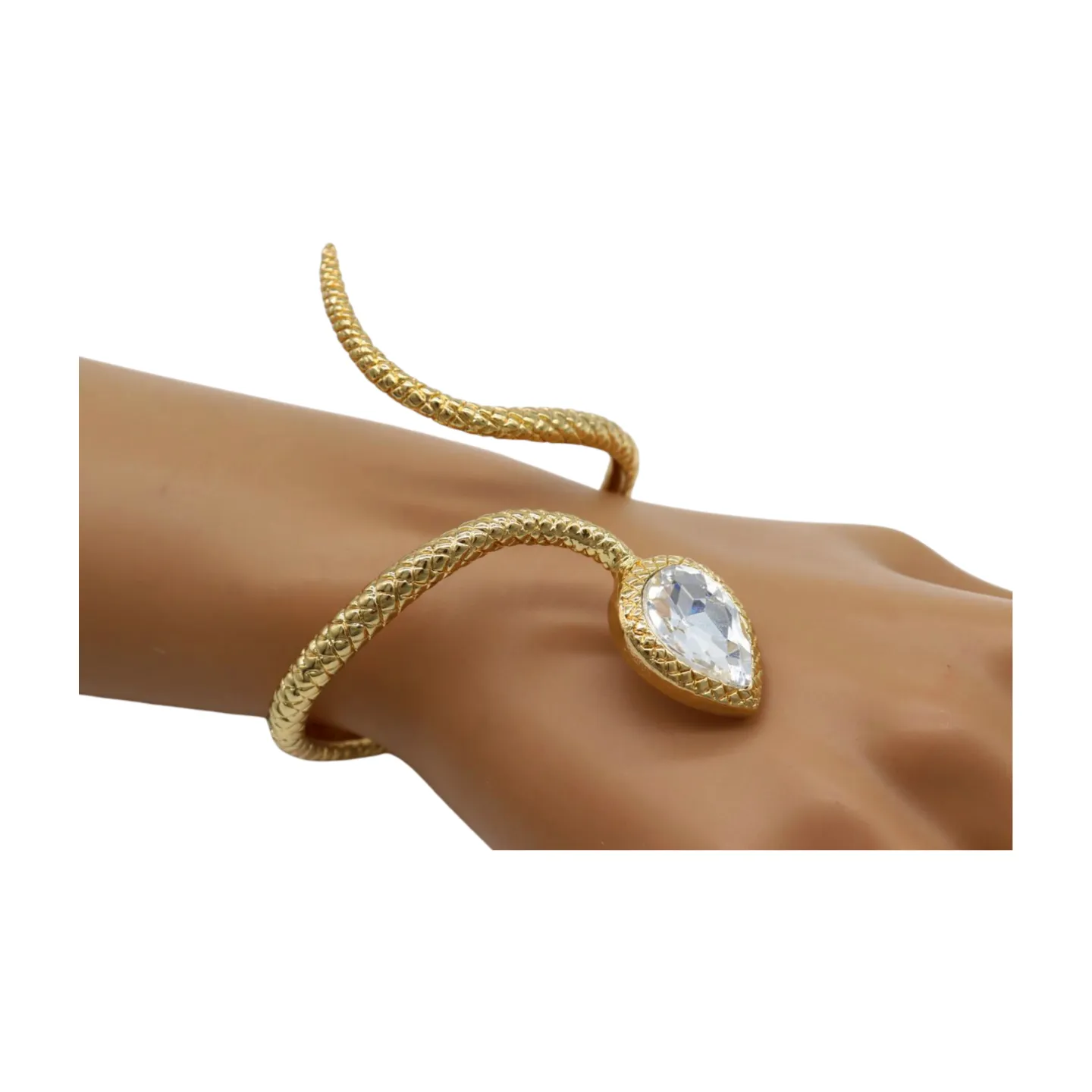 New Women Gold Metal Wrist Upper Arm Cuff Bracelet Wrap Around Snake Fashion Jewelry