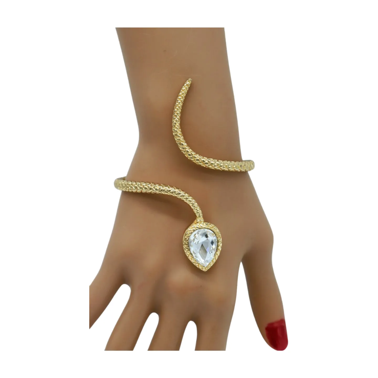 New Women Gold Metal Wrist Upper Arm Cuff Bracelet Wrap Around Snake Fashion Jewelry