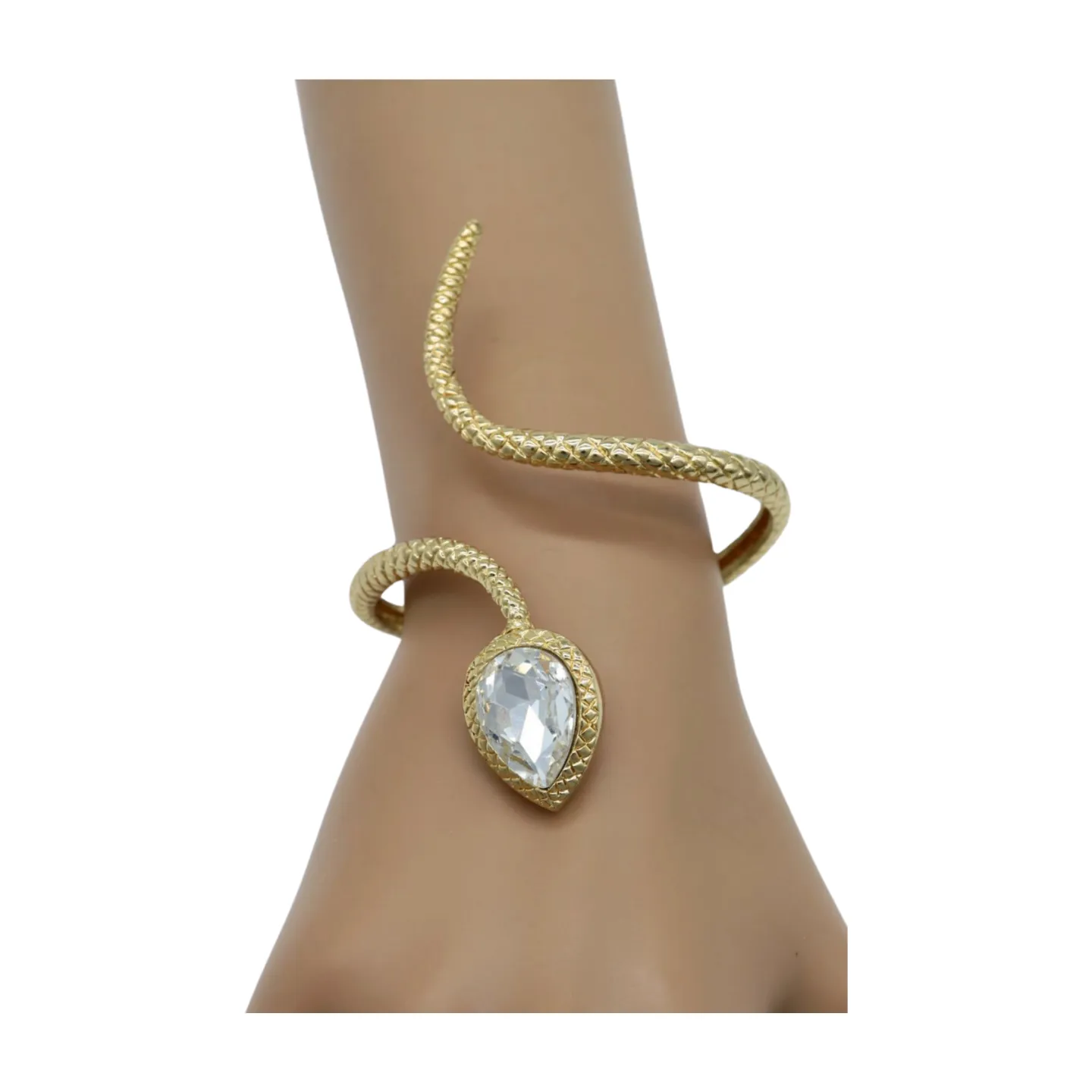 New Women Gold Metal Wrist Upper Arm Cuff Bracelet Wrap Around Snake Fashion Jewelry