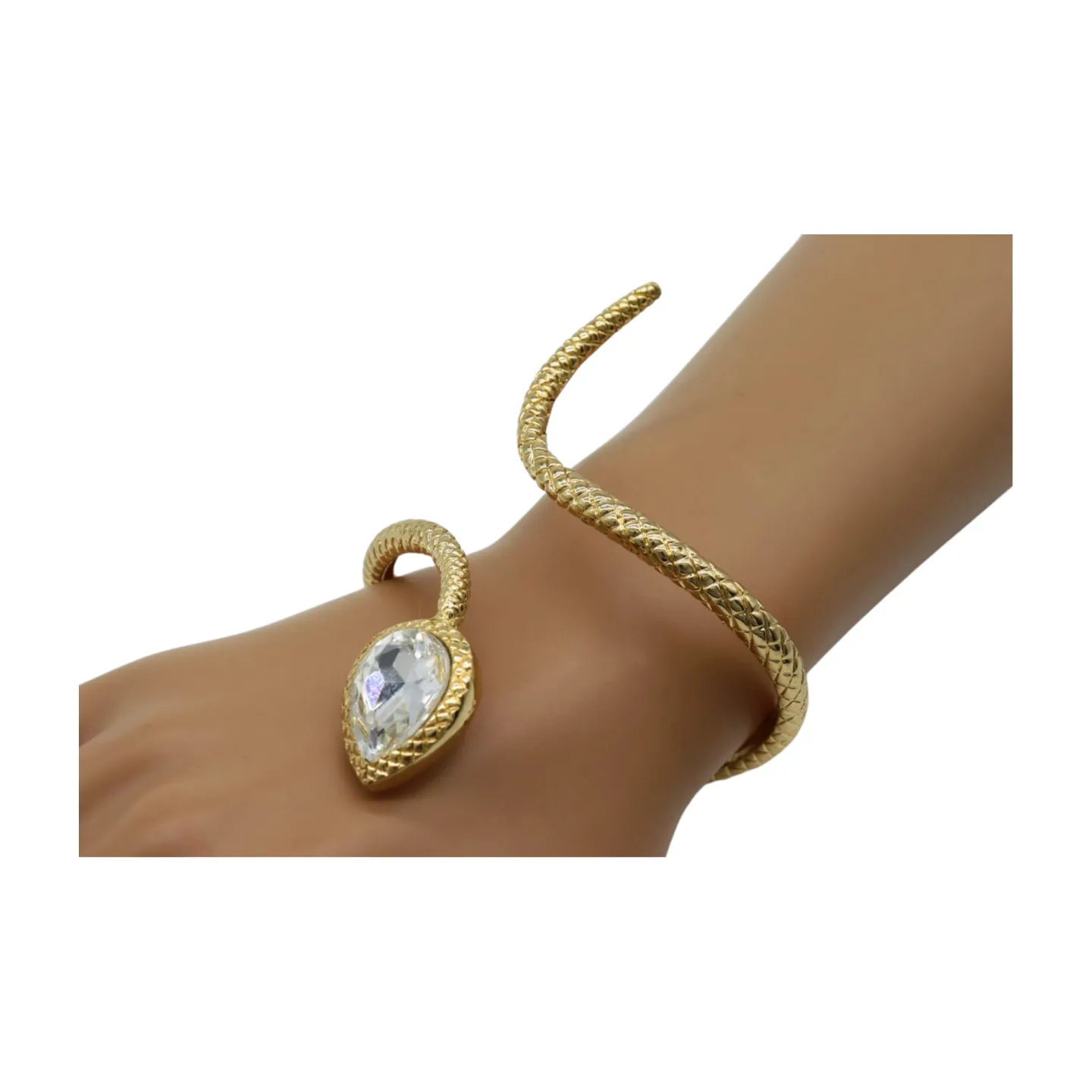 New Women Gold Metal Wrist Upper Arm Cuff Bracelet Wrap Around Snake Fashion Jewelry