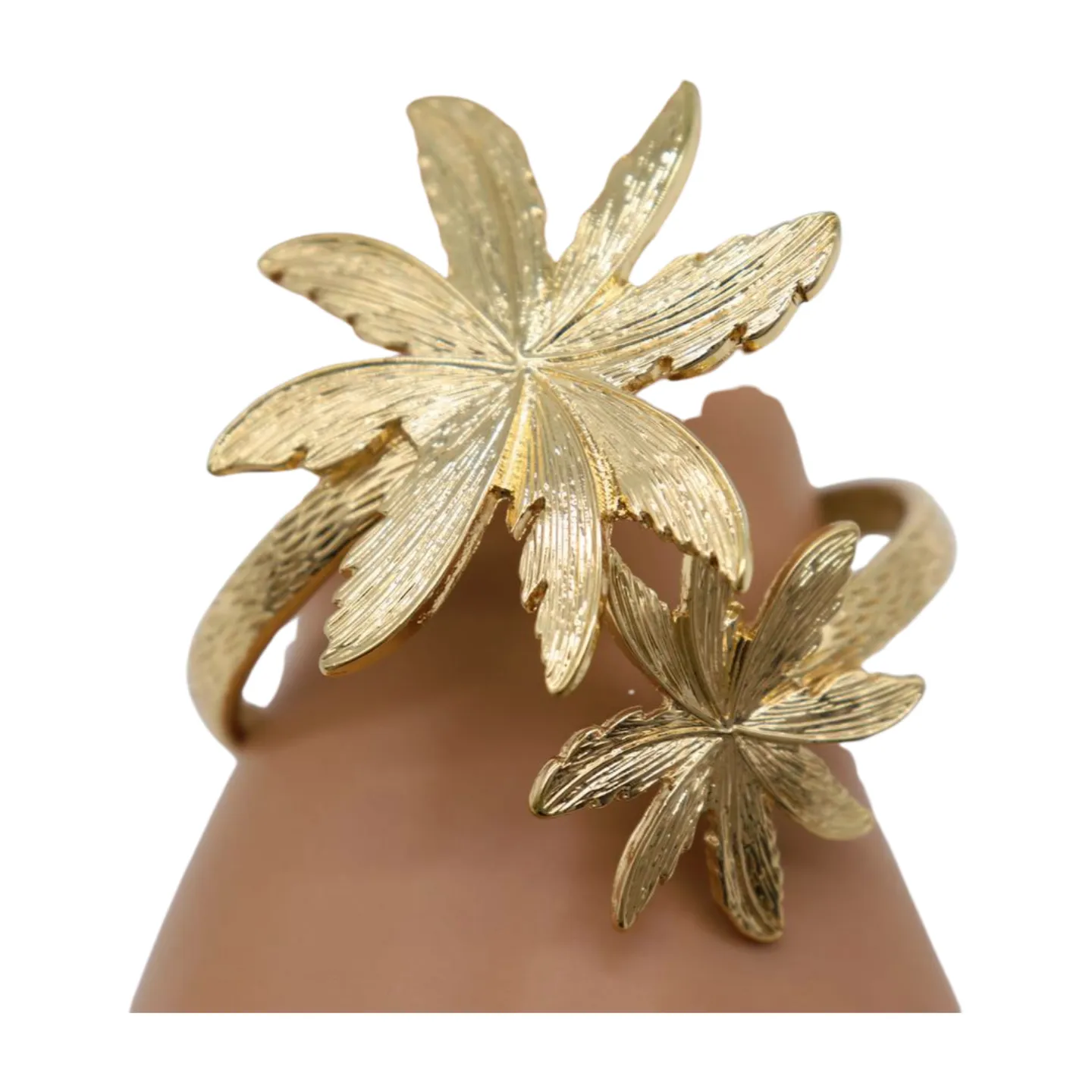 New Women Wrist / Arm Cuff Bracelet Fashion Jewelry Gold Metal Flowers Wrap Around