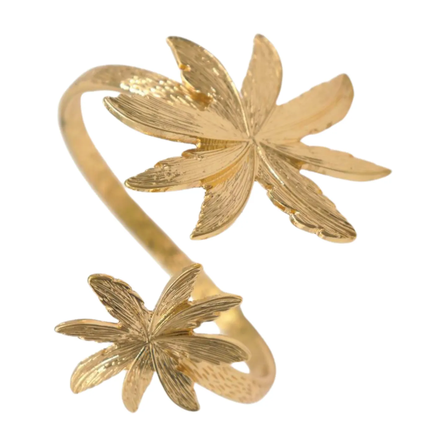 New Women Wrist / Arm Cuff Bracelet Fashion Jewelry Gold Metal Flowers Wrap Around