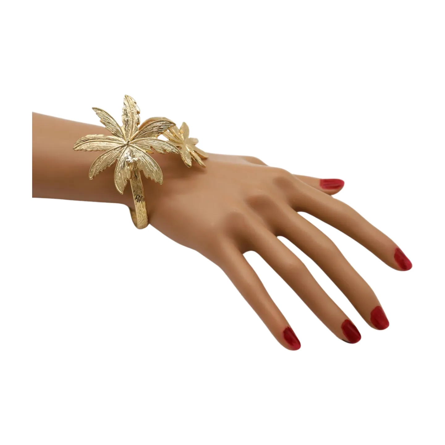 New Women Wrist / Arm Cuff Bracelet Fashion Jewelry Gold Metal Flowers Wrap Around