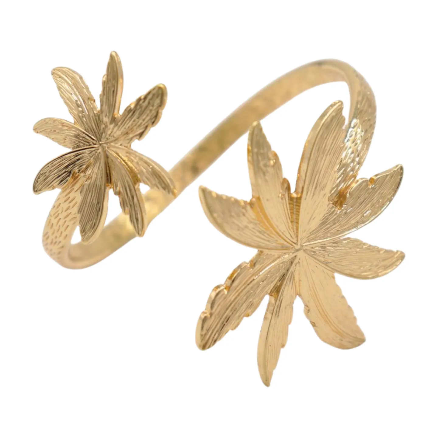 New Women Wrist / Arm Cuff Bracelet Fashion Jewelry Gold Metal Flowers Wrap Around