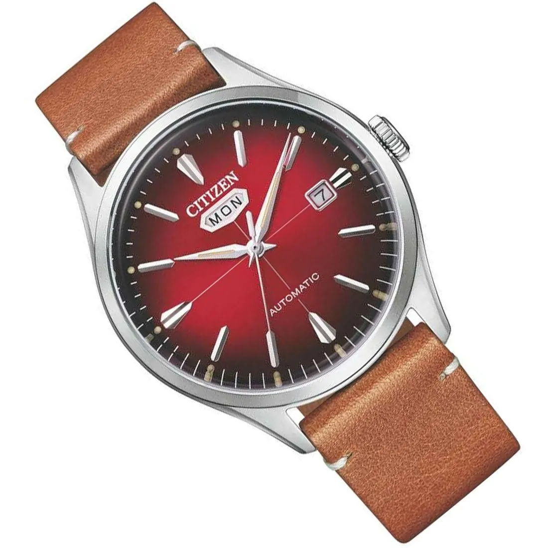 NH8390-11X Citizen C7 Automatic Red Dial Male Leather Analog Casual Watch