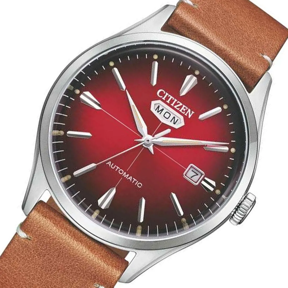 NH8390-11X Citizen C7 Automatic Red Dial Male Leather Analog Casual Watch